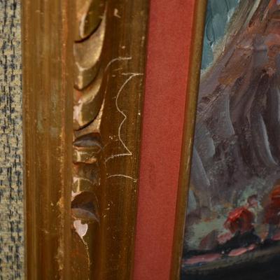 Original Oil on Canvas Signed in Ornate Wood Gold-Tone Frame