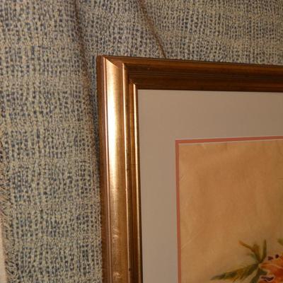 Framed & Matted Autumnal Foliage Large Wall Art in Painted Gold Frame