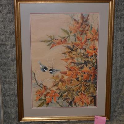 Framed & Matted Autumnal Foliage Large Wall Art in Painted Gold Frame