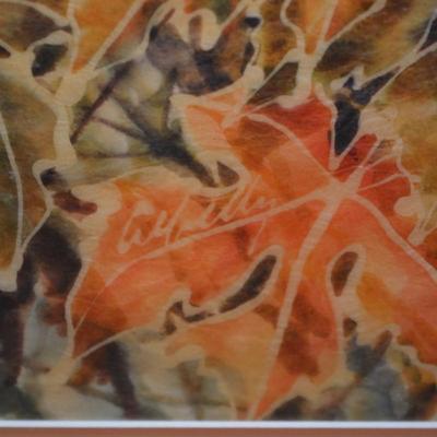 Framed & Matted Autumnal Foliage Large Wall Art in Painted Gold Frame