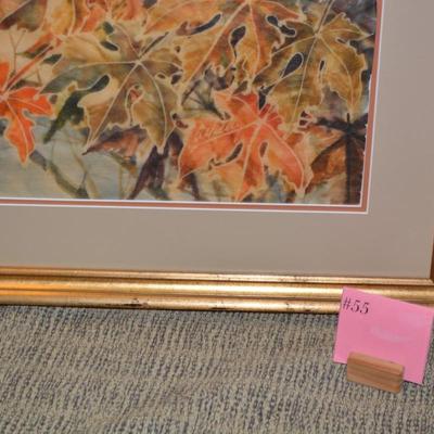 Framed & Matted Autumnal Foliage Large Wall Art in Painted Gold Frame