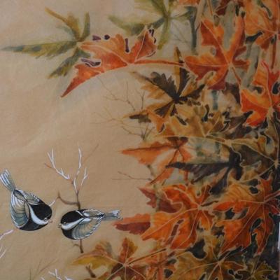 Framed & Matted Autumnal Foliage Large Wall Art in Painted Gold Frame