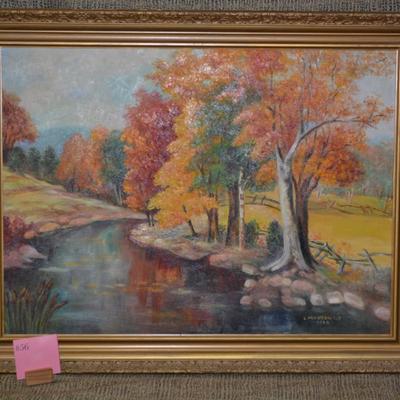 Autumn Landscape Original Art Piece, Vintage 1960 by L. Munson C.R.