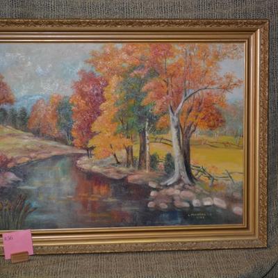 Autumn Landscape Original Art Piece, Vintage 1960 by L. Munson C.R.