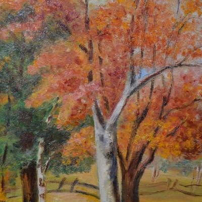 Autumn Landscape Original Art Piece, Vintage 1960 by L. Munson C.R.