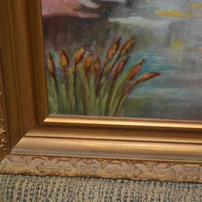 Autumn Landscape Original Art Piece, Vintage 1960 by L. Munson C.R.
