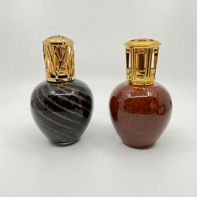 862 Lot of Two Lampe Berger Fragrance Lamps & Galassi Handcrafted Desk Clock