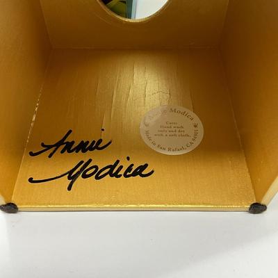 863 Annie Modica Waste Basket & Tissue Holder With Palm Terracotta Coasters