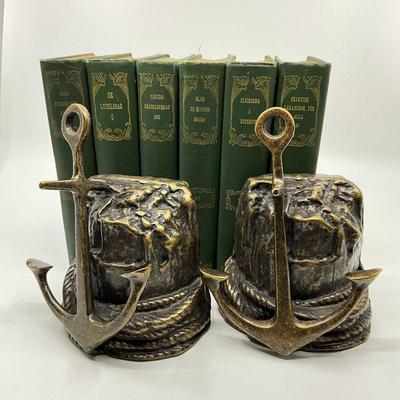 868 SPI Anchor & Rock Bookends With Books