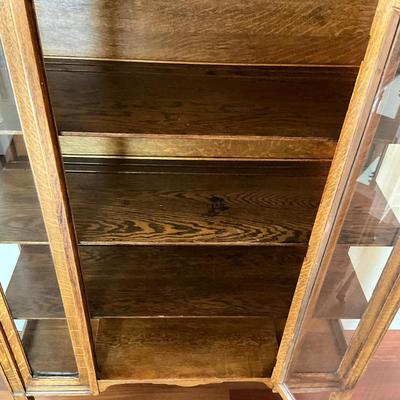 869 Antique Oak Glass Curio Cabinet
