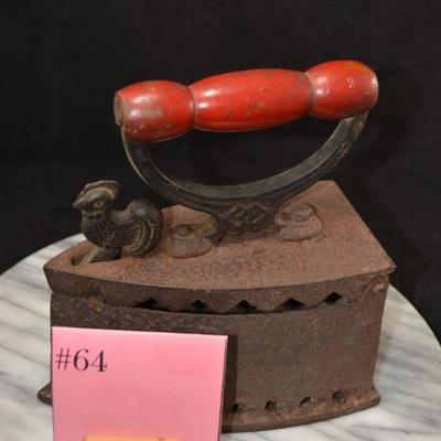 Antique/Vintage Cast Iron Chicken Latch Clothes Iron 7.75”x6.75”x3.75”