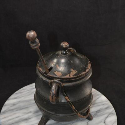 Antique/Vintage Cast Iron Smudge Pot w/ Wand