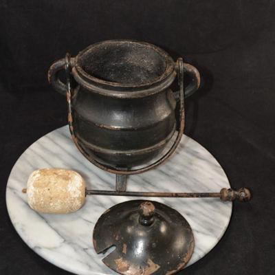 Antique/Vintage Cast Iron Smudge Pot w/ Wand