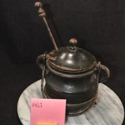 Antique/Vintage Cast Iron Smudge Pot w/ Wand