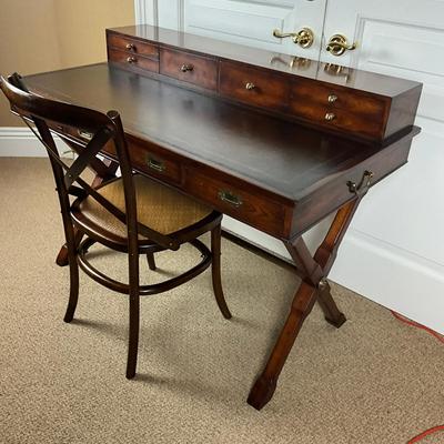874 Leather Top Campaign Desk With Bentwood Chair