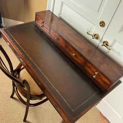 874 Leather Top Campaign Desk With Bentwood Chair