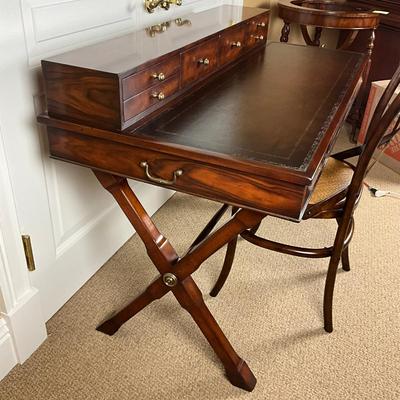 874 Leather Top Campaign Desk With Bentwood Chair