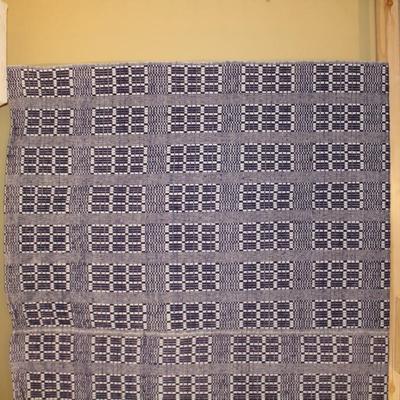 Beautiful Woven Vintage Purple Wool Coverlet Bedspread 88”x73”