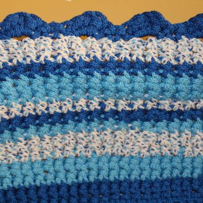 Blue Gradient Hand Crochet Oval Woven Rug 39”x26.5”