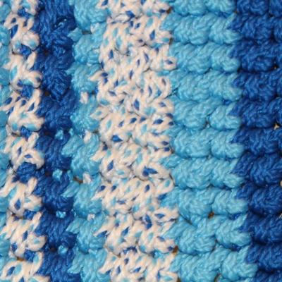 Blue Gradient Hand Crochet Oval Woven Rug 39”x26.5”