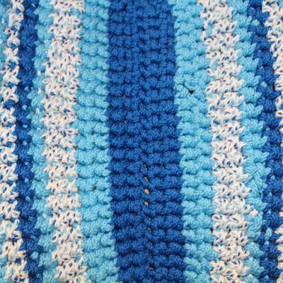 Blue Gradient Hand Crochet Oval Woven Rug 39”x26.5”