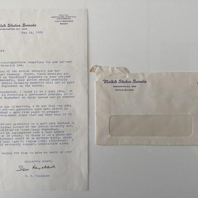 US Senator S. I. Hayakawa signed policy letter