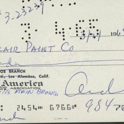 Lights Out Arch Oboler  signed check