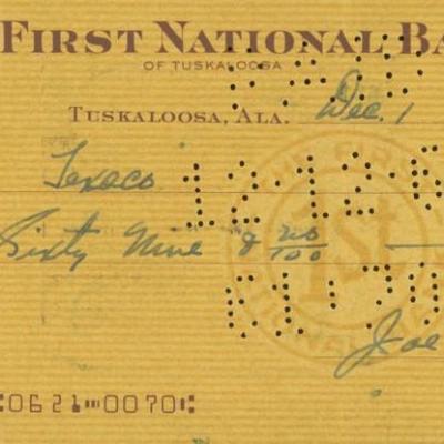 Joe Sewell signed check
