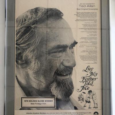 1976 Golden Globe Winner Lies My Father Told Me Plaque