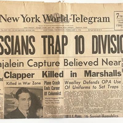 WWII 1944 New York World Telegram Original Vintage Newspaper