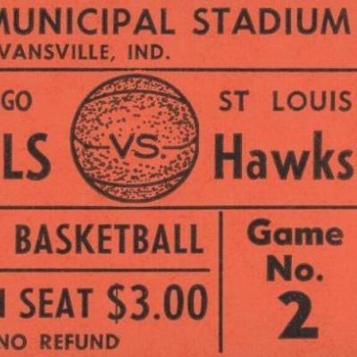 1968 Chicago Bulls vs. St. Louis Hawks unused original basketball ticket