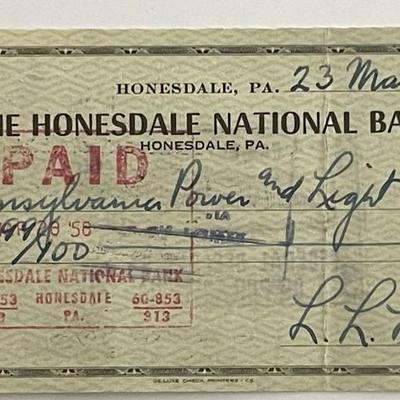 Former United States Chairman of the Joint Chiefs of Staff Lyman Lemnitzer signed check