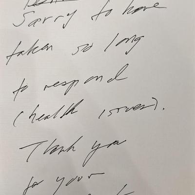 Hal Bergen Signed Note