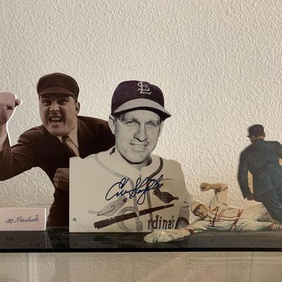 Al Barlick and Enos Slaughter signed cutouts