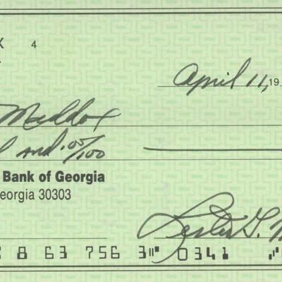 Lester Maddox signed check