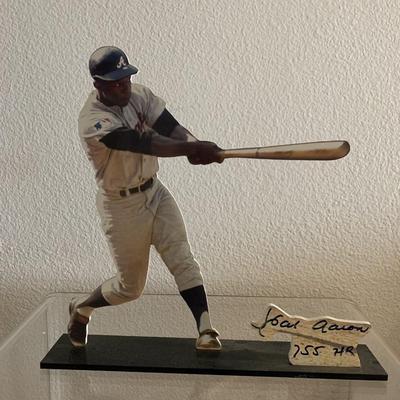 Hank Aaron signed cutout