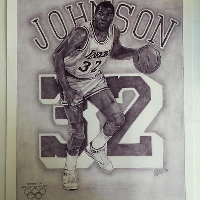 Magic Johnson Original Artwork. Individually Numbered And Artist Signed Print