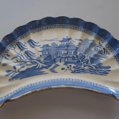 Vintage Asian Cobalt Cresent Dish Trinket Dish