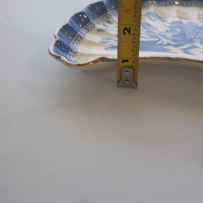 Vintage Asian Cobalt Cresent Dish Trinket Dish