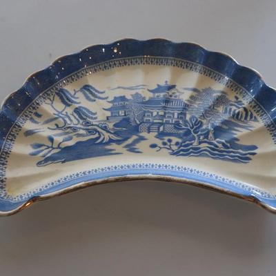 Vintage Asian Cobalt Cresent Dish Trinket Dish