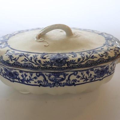 ROYAL DOULTON ATHOL SERVING BOWL BLUE FLOWERS SCROLLS 