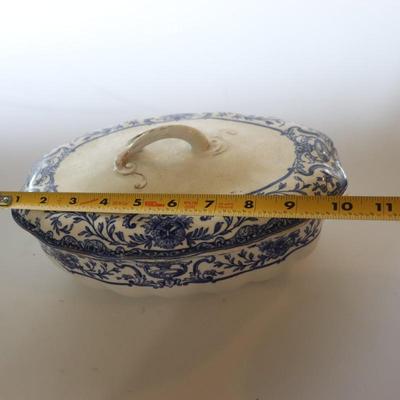 ROYAL DOULTON ATHOL SERVING BOWL BLUE FLOWERS SCROLLS 