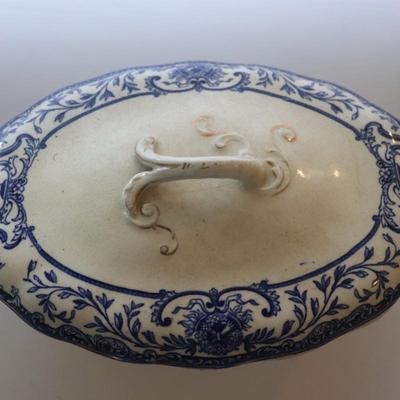 ROYAL DOULTON ATHOL SERVING BOWL BLUE FLOWERS SCROLLS 