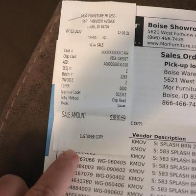 Sectional 3 piece with 6 seater reclining couch. Brown in color.