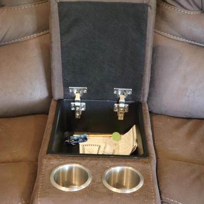 Sectional 3 piece with 6 seater reclining couch. Brown in color.