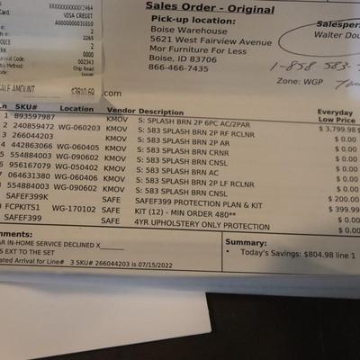 Sectional 3 piece with 6 seater reclining couch. Brown in color.