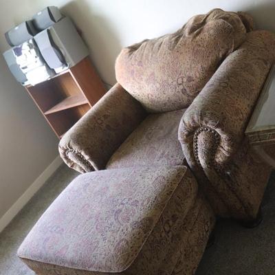 Overstuffed chair and ottoman