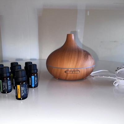 Wood Grain Teardrop Ultrasonic Essential Oil Diffuser with oils