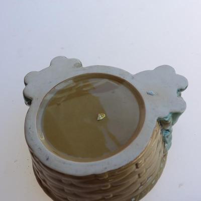 Majolica Elephant Planter Bowl Lucky Trunks Up Two Baby Elephants