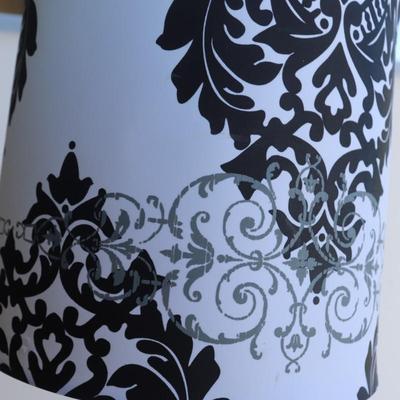 Cat lamp with black and white shade